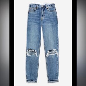 Topshop mom jeans size 26 distressed in excellent like-new condition inseam = 27
